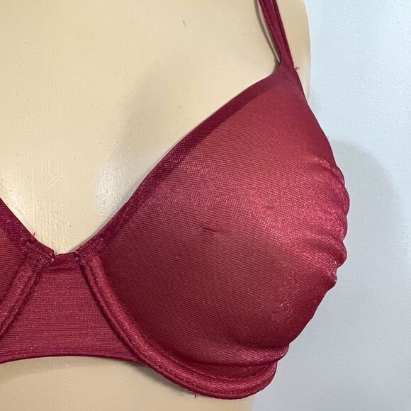 Victoria’s Secret Lined Perfect Coverage underwire Shine mesh bra maroon 32D - Picture 8 of 8